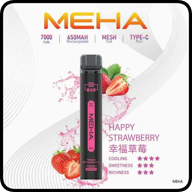 Meha Xbar魅嗨電子煙小黑條一次性拋棄式7000口【幸福草莓】