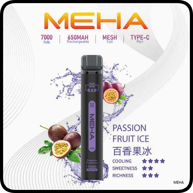Meha Xbar魅嗨電子煙小黑條一次性拋棄式7000口【百香果冰】